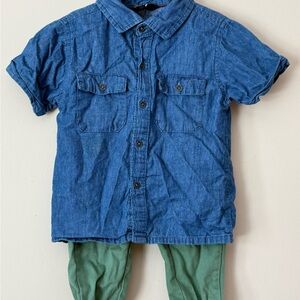 Blue Denim & Pants Kids Set
